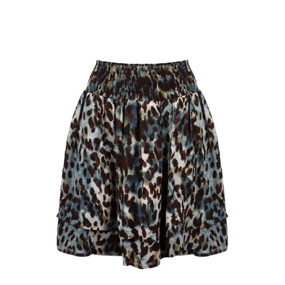 NWT Esqualo Blue Animal‎ Cheetah Print Smock Mini Skirt - Picture 1 of 8